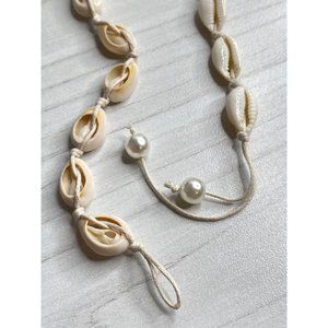Shell Choker Necklace Pearl Necklace Statement Adjustable Sea Shell Cord - Small
